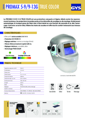 Soudure - Masques, verres - Masque à souder LCD PROMAX3/5-13G TC