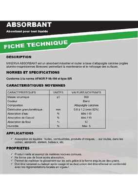 Consommables atelier - Nettoyants - Absorbant
