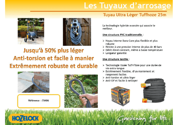 Arrosage, tuyaux - Tuyaux - Tuyau hybride 25 m TUFFHOZE